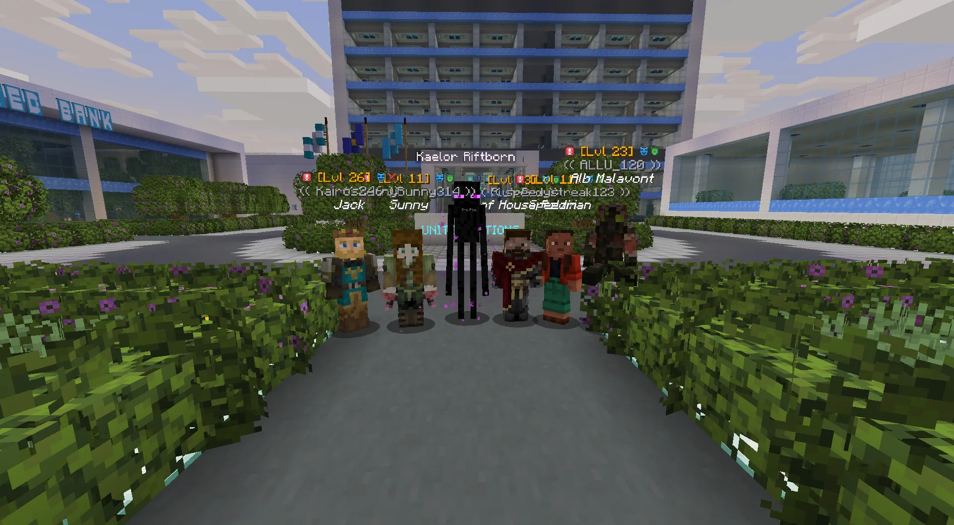 Nation leaders' diplomatic hall in Grand Civitas, a Minecraft civilization-building and geopolitics server