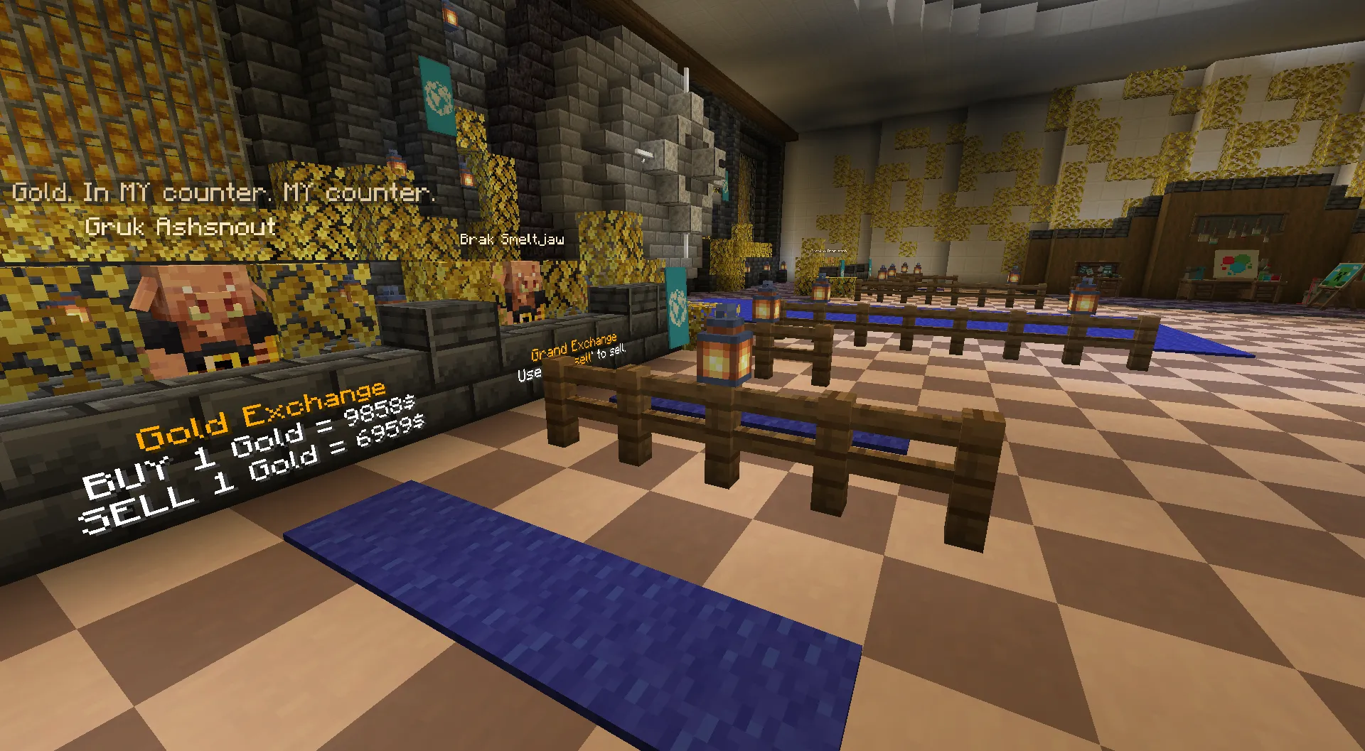Grand Exchange gold market with NPC traders, RuneScape-inspired RPG economy in Grand Civitas